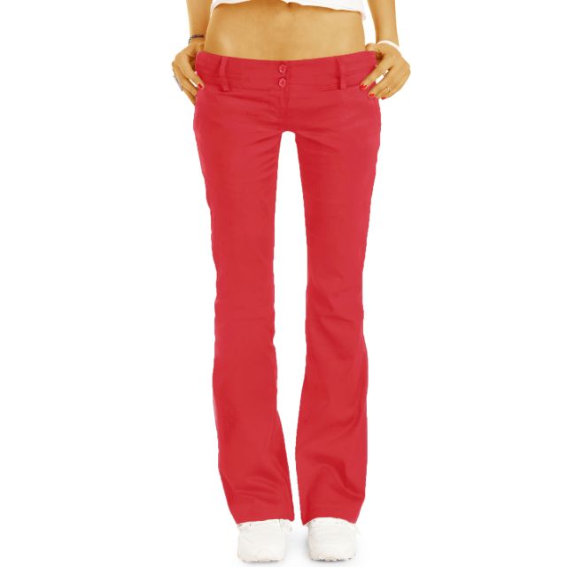 BE STYLED Chinos - Stoffhosen - Bootcut Hüfthosen mit Stretch, Damen - chino_italia - h17a - rot