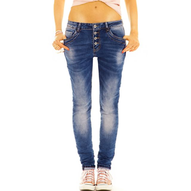 Relaxed Fit Hüftjeans Hose im lockeren bequemen stretch Slim Fit Look - Damen - j1g-1