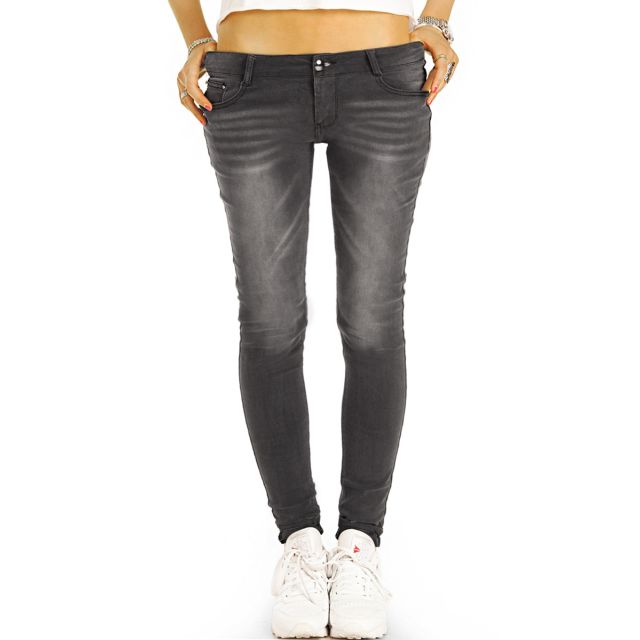 be styled  skinny low waist Hüftjeans enge Stretch Röhrenjeans, dunkelgraue Hosen - Damen -  j40f