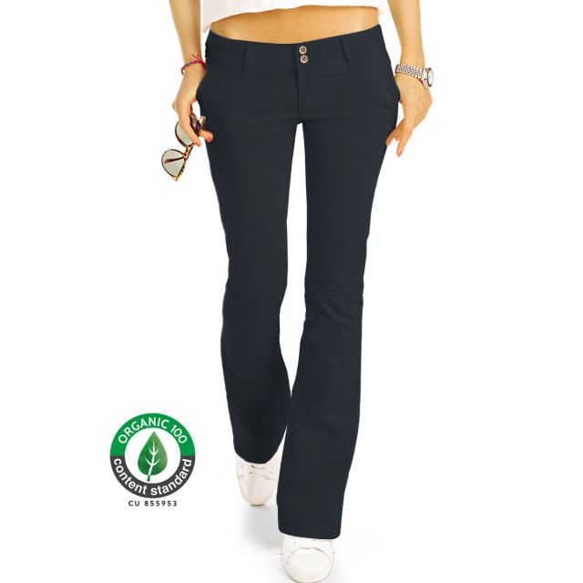 BE STYLED Premium Stoffhosen, Bootcut Chinos Hüfthosen aus Bio Organic Baumwolle, Damen -BIO-7