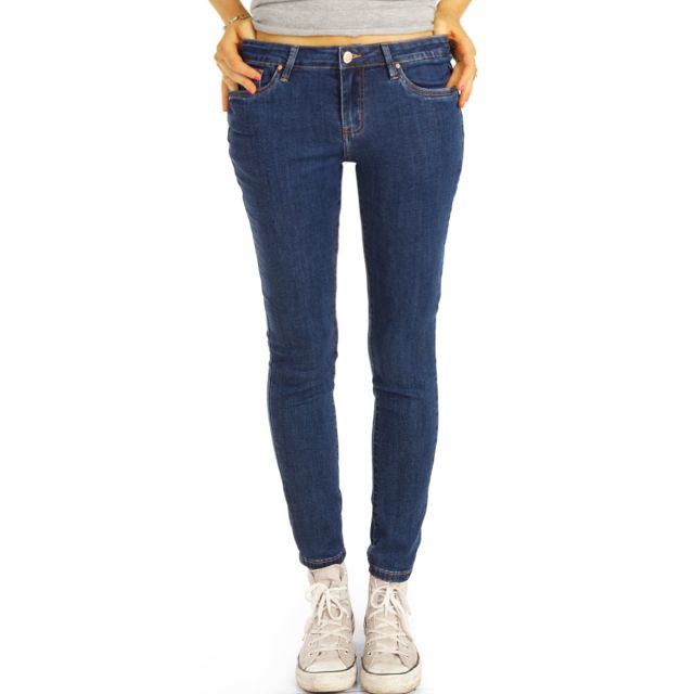 Hüftjeans Skinny Hose - Stretch dunkelblaue & hellblaue slim Röhrenjeans - Damen- j27p-1