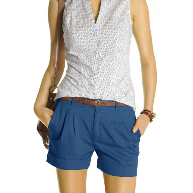 Chino Shorts - Kurze elegante Hosen mit Bundfalten - Damen -  j161p 