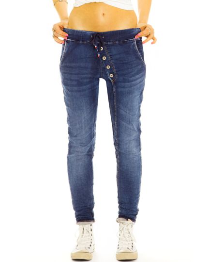 Jogging Pants stretchige Hose mit asymmetrischer Knopfleiste und Slim Fit Schnitt - Damen - j6p