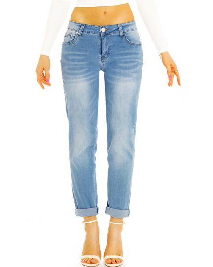 Medium waist lässige Mom Jeans Boyfriend Hose - Locker Bequeme Stretchjeans -  Damen - j16e-1