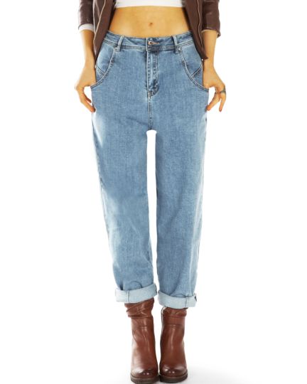 Mom Jeans Boyfriend High Waist Hose - Slouchy Locker Bequem -  Damen - j10e-1