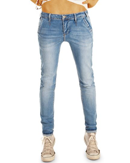 Hüftjeans im Chino Hosen Look - stretchiger bequemer röhriger Skinny Schnitt - Damen - j1p