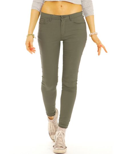 Skinny fit Hose Medium Waist Röhrenhose enge slim Hosen unifarben - Damen - j39p