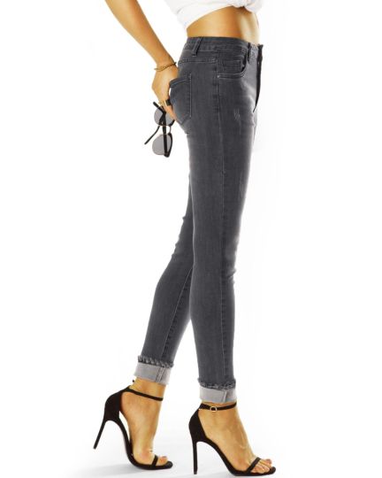 Medium Waist Tapered Fit Röhrenjeans Skinny lange Stretch Hose - Damen -  j21L-2