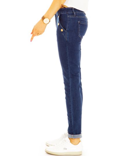 Medium waist slim fit Jeans stretchige bequeme Hosen mit Knopfleisten - Damen - j3p
